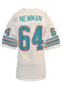 Circa 1974 Ed Newman Rookie Era Miami Dolphins Game-Used & Autographed Home Jersey