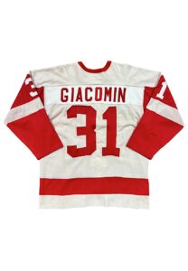 Circa 1976 Eddie Giacomin Detroit Red Wings Game-Used & Signed Jersey