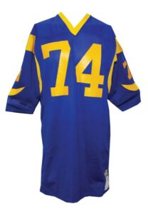 Circa 1976 Merlin Olsen Los Angeles Rams Team-Issued & Autographed Home Jersey