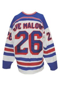 Circa 1980-81 Dave Maloney NY Rangers Game-Used Home White Jersey with Captain’s “C”