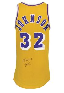 Circa 1980 Rookie Era Magic Johnson Los Angeles Lakers Game-Used & Autographed Home Jersey