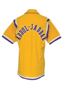 Circa 1983 Kareem Abdul-Jabbar Los Angeles Lakers Worn Home Warm-Up Jacket