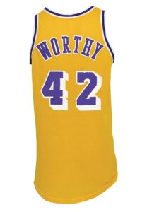 Circa 1983 Rookie Era James Worthy Los Angeles Lakers Game-Used & Autographed Home Jersey