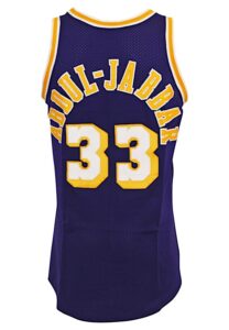 Circa 1984 Kareem Abdul-Jabbar LA Lakers Game-Used & Autographed Road Jersey