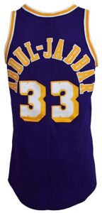 Circa 1984 Kareem Abdul-Jabbar LA Lakers Game-Used & Autographed Road Jersey