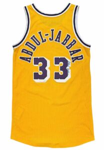 Circa 1984 Kareem Abdul-Jabbar LA Lakers Game-Used & Dual-Signed Jersey