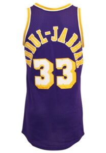 Circa 1985 Kareem Abdul-Jabbar Los Angeles Lakers Game-Used Road Jersey 