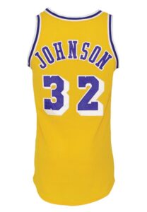 Circa 1985 Magic Johnson Los Angeles Lakers Game-Used Home Jersey 