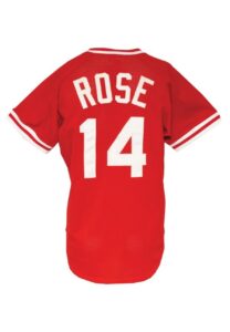 Circa 1985 Pete Rose Cincinnati Reds Worn & Autographed Red Mesh Batting Practice Jersey