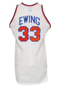 Circa 1986 Patrick Ewing Rookie Era NY Knicks Game-Used & Autographed Home Uniform