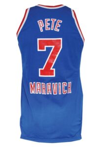 Circa 1986 “Pistol” Pete Maravich Schick NBA Legends Game-Used Uniform and Warm-Up Jacket