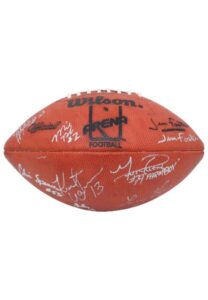 Circa 1996 Iowa Barnstormers Team-Signed Football with Kurt Warner and AFL Founder James Foster