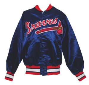 Circa 1998 Atlanta Braves Worn & Autographed Warm-Up Bench Jacket Attributed to Greg Maddux