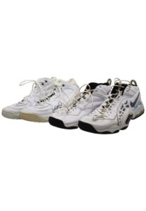 Circa 1998 Two Pairs Of Allan Houston Game-Used & Autographed Shoes