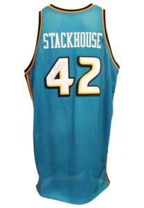 Circa 2000 Jerry Stackhouse & Jerome Williams Detroit Pistons Game-Used & Autographed Uniforms (4)(Full JSA • Team Photographer LOAs)