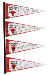 Circa 2005 Chicago Bulls Team-Signed Pennants