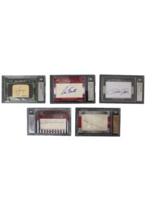 Circa 2011 Leaf Cut Signatures Tony Gwynn, Dan Fouts, Bob Gibson & Red Schoendienst, Pete Rose & Bill Andrus