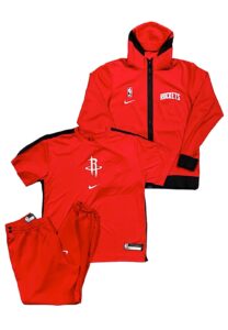 Circa 2018 James Harden Houston Rockets Player Worn Warm-Up Suit & Shooting Shirt