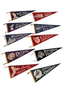 Circa Late 1950s Grouping Of Vintage MLB Pennants