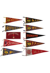 Circa Late 1950s Large Grouping Of Vintage NCAA Pennants Including Multiple “Rose Bowl”