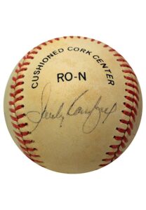 Cy Young Award Winners Autographed ONL Baseball W. Eight Sigs Including Koufax & Carlton