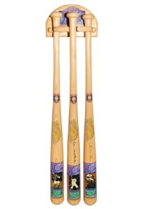 “Dem Bums” Commemorative Bats Set with Original Wooden Display Rack