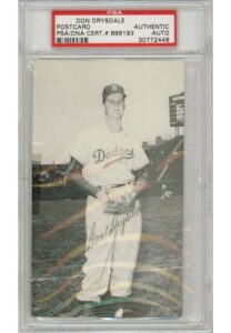 Don Drysdale Rookie Autographed Encapsulated Postcard