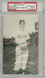 Don Drysdale Rookie Autographed Encapsulated Postcard