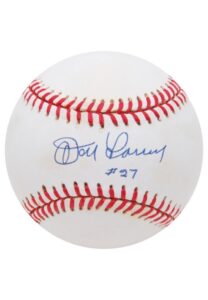 Don Larsen Single-Signed Baseball & Autographed 1957 #175 Topps Baseball Card