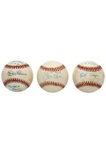 Don Larsen, Vida Blue & Bill Singer Single-Signed & Inscribed Baseballs