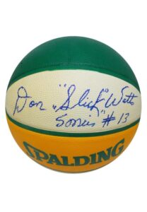 Donald “Slick” Watts Single-Signed Seattle SuperSonics Basketball with Game-Used Headband & Framed Autographed Photo