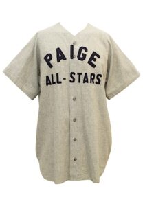 Don’t Look Back: The Story of Leroy “Satchel” Paige Screen-Worn Jersey Dual-Autographed By Negro Leaguers Lou Dials & Ray Dandridge