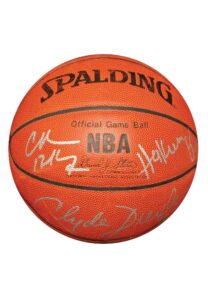 Drexler, Olajuwon, Stockton, Malone & Barkley Autographed Basketball & Multi-Signed Basketball with Magic, Bird, Drexler & Others