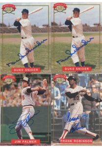 Duke Snider, Frank Robinson & Jim Palmer Autographed Cards