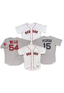 Dustin Pedroia, Jackie Bradley Jr., Marco Scutaro & Carl Willis Boston Red Sox Game-Issued Jerseys