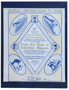 Early 1910s Uniform Advertisement Depicting Cobb, Mathewson, Evers