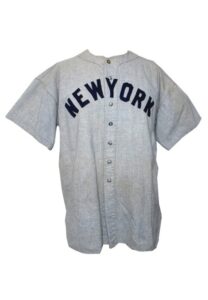 Early 1940’s Marv Breuer NY Yankees Game-Used Road Flannel Jersey