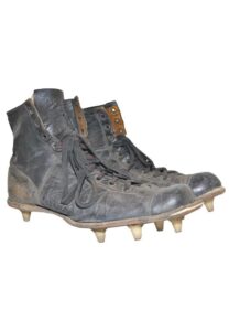 Early 1960s Lou Groza “The Toe” Cleveland Browns Game-Used Cleats With Kicking Tee