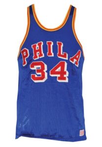 Early 1960s Philadelphia Warriors Game-Used Road Uniform Autographed by Larry Costello