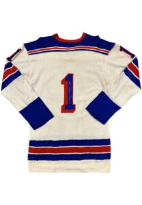 Early 1970s Eddie Giacomin NY Rangers Team-Issued & Autographed Jersey