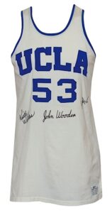 Early 1970s Larry Hollyfield UCLA Bruins Game-Used & Autographed by John Wooden, Keith Wilkes and Mike Warren Home Jersey