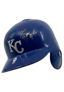 Early 1970s Lou Piniella Kansas City Royals Game-Used & Autographed Helmet