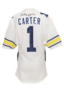 Early 1980’s Anthony Carter Michigan Wolverines Game-Used & Autographed Road Jersey