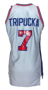 Early 1980’s Kelly Tripucka Rookie Era Detroit Pistons Game-Used & Autographed Silver Home Jersey