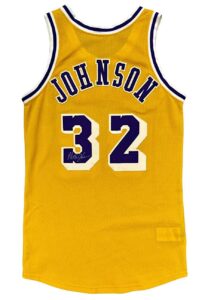 Early 1980s Magic Johnson LA Lakers Game-Used & Signed Home Jersey