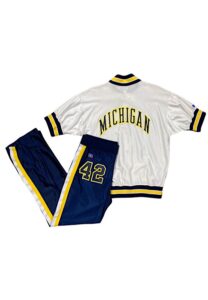 Early 1990s Michigan Wolverines Player Worn Warm-Up Suit #42