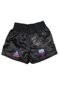 Early 1990s Mike Tyson Fight Worn & Autographed Trunks