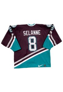 Early 2010s Teemu Selanne Anaheim Ducks Team-Issued & Signed Jersey