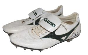 Early 90’s Rickey Henderson Oakland A’s Game-Used & Autographed Cleats and Sliding Gloves