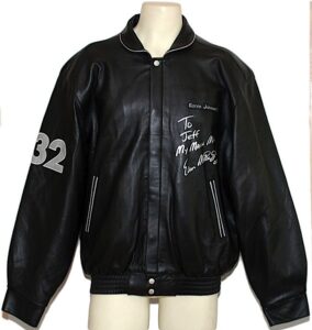 Earvin Magic Johnson “Magic Enterprises” Worn & Autographed Black Leather Jacket